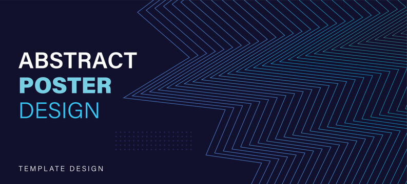 Abstract Poster Design with Dark Blue Geometric Parallel Lines, Minimalist Tech Background with Navy Zigzag Pattern and Professional Vector Cover Template