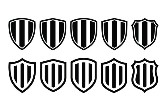 Football club crests and shields black and white striped vector designs for sports branding