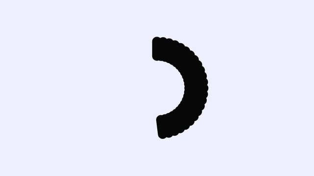 Unique Dotted Pattern Black Circular Progress Bar Growing and Filling a Full Loading Ring Loop Animation on Soft White Background.