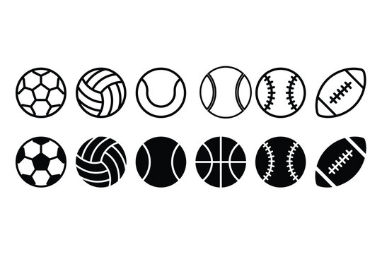 American football sports balls icon set for team logos and jerseys design