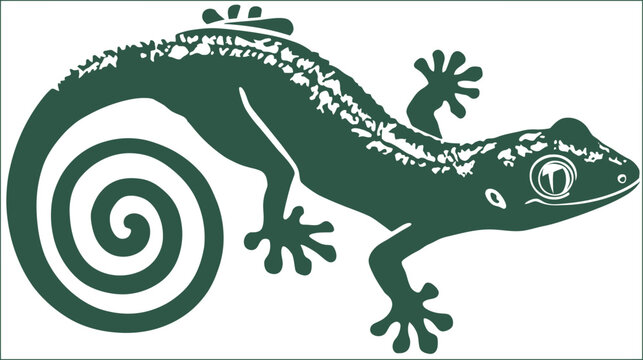 Stylized green gecko illustration against white background vector art