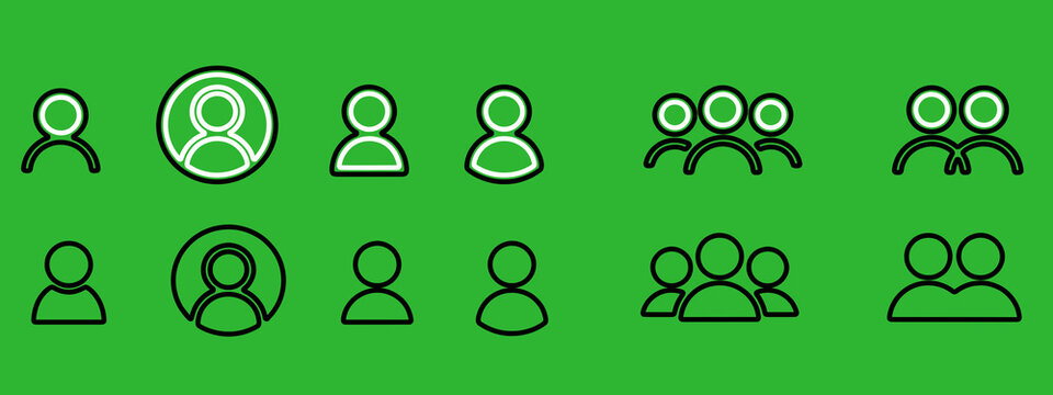 ユーザー、人々、アイコンセット。アバターのベクターイラストデザイン. Vector icons for business communication, teamwork, meetings, negotiation, social interaction and user interfaces