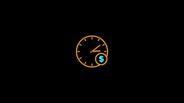 time is money clock, USA dollar sign with wall clock isolated.Motion graphics of clock concept.4k video ,