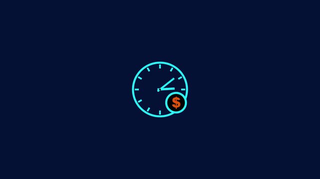 time is money clock, USA dollar sign with wall clock isolated.Motion graphics of clock concept.4k video ,
