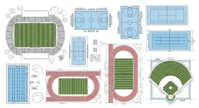 Collection of Sports Field Layouts and Designs.