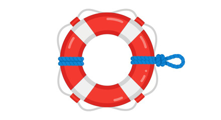life preserver ring with rope red and white illustration silhouette © hasib