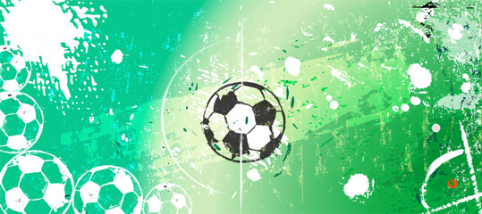 Fototapeta premium abstact background with soccer ball, football, great soccer event, with paint strokes and splashes, grungy, free copy space