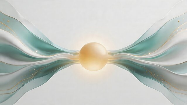 Abstract flowing fabric with golden sphere