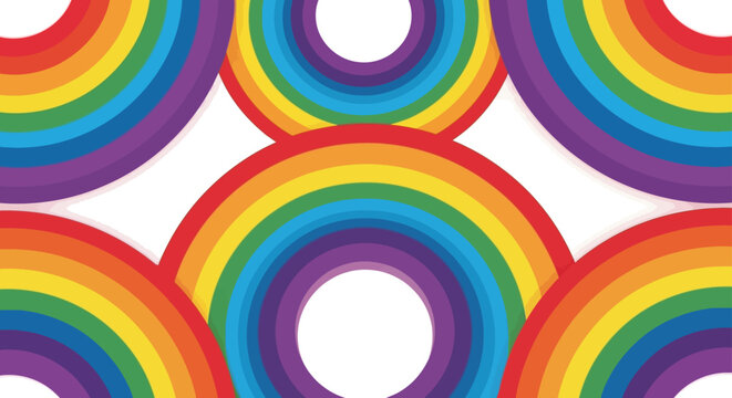a vibrant seamless rainbow stripe pattern background with concentric colorful arches for pride and diversity graphic resources