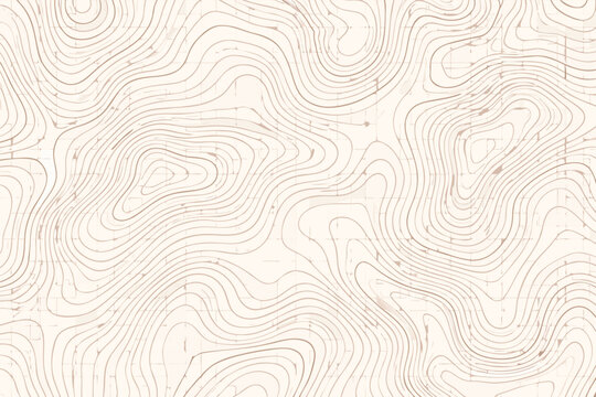Abstract Topographic Map Background with Minimal Contour Lines and Grid Pattern. Terrain Elevation Vector Illustration for Geography, Cartography, Navigation, and Outdoor Adventure Design.
