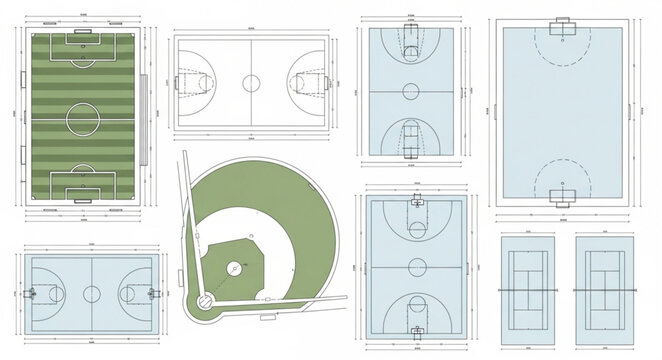 Collection of Sports Field Diagrams and Layouts.
