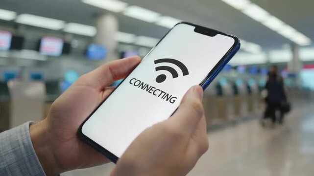 Mobile phone connecting to Wi-Fi.