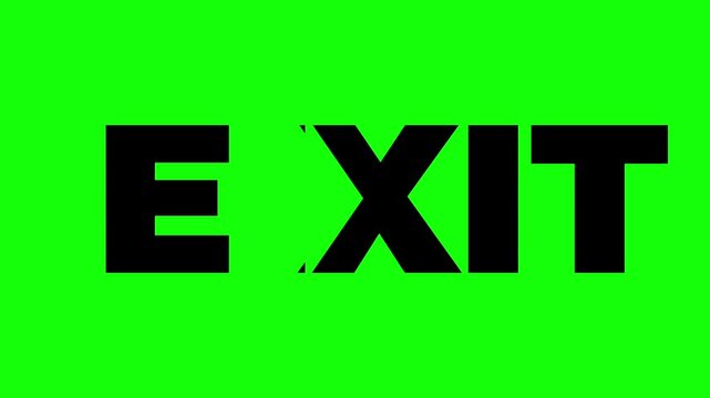 Exit sign icon animation design on green screen background 