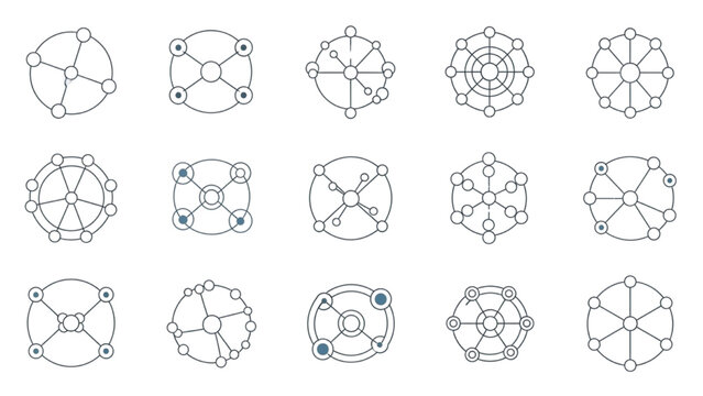 Network connection icons a collection of interconnected nodes and lines