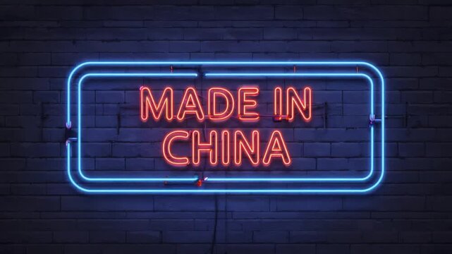 Neon sign that says "Made in China".