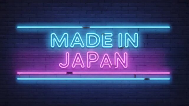 Neon sign that says "Made in Japan".