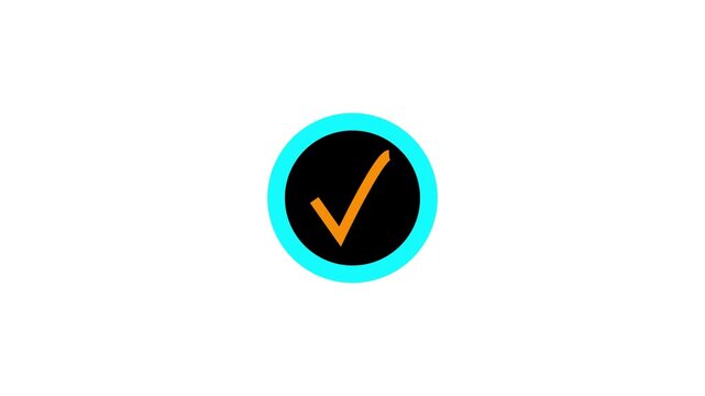 tik mark icon animation. black background check mark 4k video. Hand-Drawn tik Mark Animation on Black Background