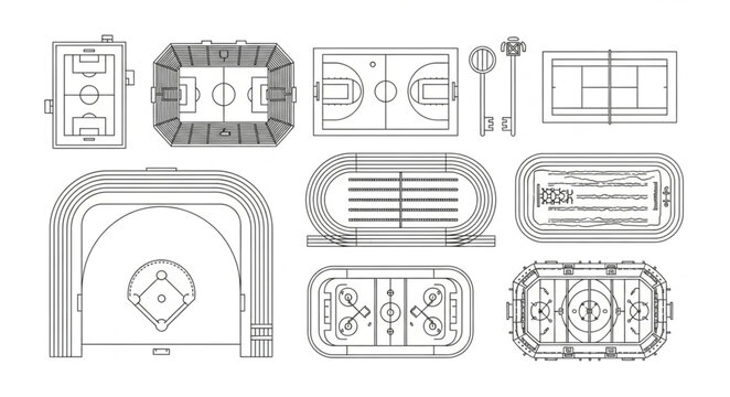 Collection of Sports Field Diagrams and Layouts.