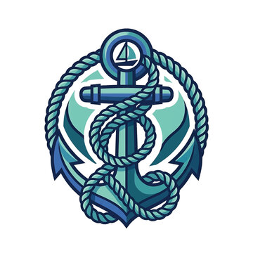 Nautical Anchor with Rope and Chain.