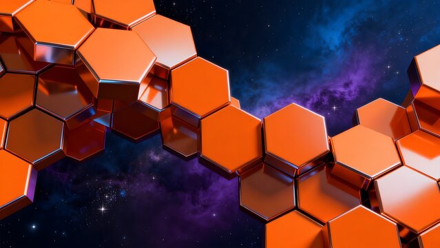 Orange hexagonal shapes in space