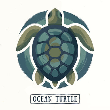 Ocean turtle sea creature illustration.