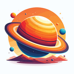Saturn Planet with Ring System Illustration 2. © Makdum