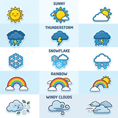 Fototapeta premium Weather Forecast Symbols and Icons.