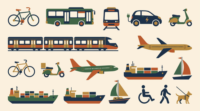 Seamless pattern background with public transport vehicles and logistics shipping