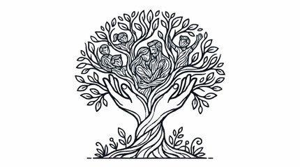 Fototapeta premium Global day of parents celebrating family tree with supportive hands