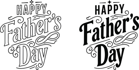 Naklejka premium Happy Fathers Day typography design with swirls and flourishes