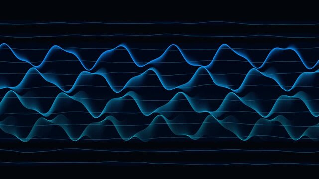 Schumann Resonance Earth Frequency Visualization, 4K Abstract Blue Energy Waves flowing in Ionosphere