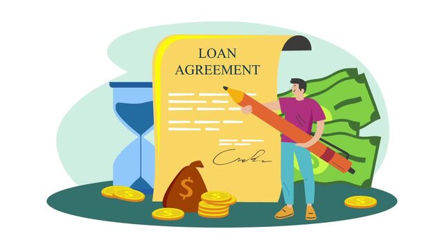 Loan Agreement Financial Contract Signing Animation
