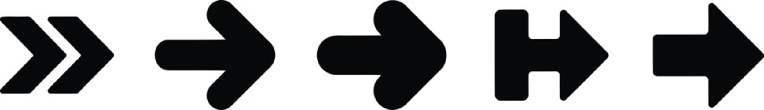 A collection of black arrows pointing to the right, symbolizing progression and sequential movement