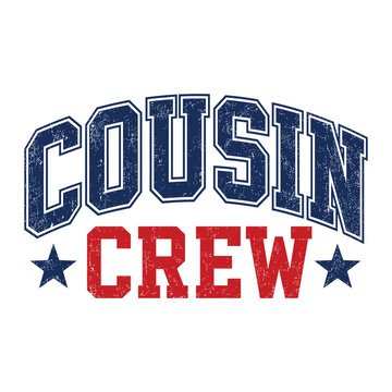 Cousin Crew Patriotic Vintage Typography Vector for Fourth of July