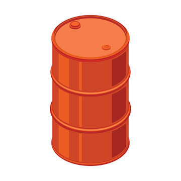 Oil barrel on white background, for use in industrial, fuel or storage related designs.