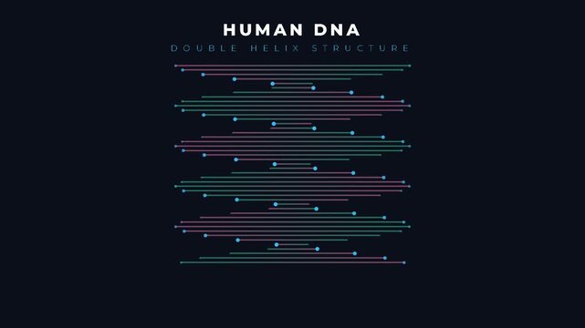 Stylized abstract illustration of human DNA double helix structure, featuring glowing genetic code strands on a dark background, representing scientific research and biological data analysis