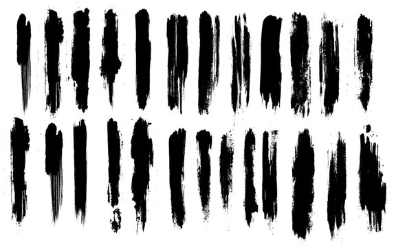 Grunge paint stripes and brayer print effects with merged black lines. Thick rectangular callout stamps and chalk-style text boxes.