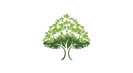 Fototapeta premium A simplified illustration of a tree with lush green foliage, on a clean, white background