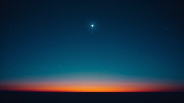 Bright Venus shining in predawn sky with orange and blue gradient horizon peaceful morning astronomy concept