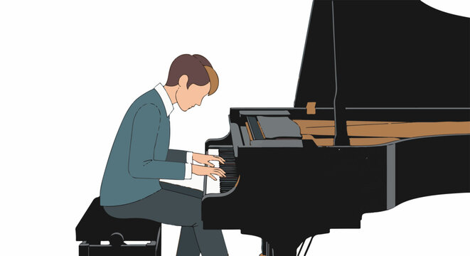 Person playing a grand piano