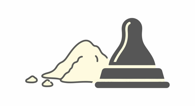A stylized icon depicting a pile of powder next to a feeding bottle nipple