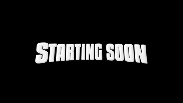 Animated Starting Soon Text Screen Loop with In and Out Transitions, Alpha Channel