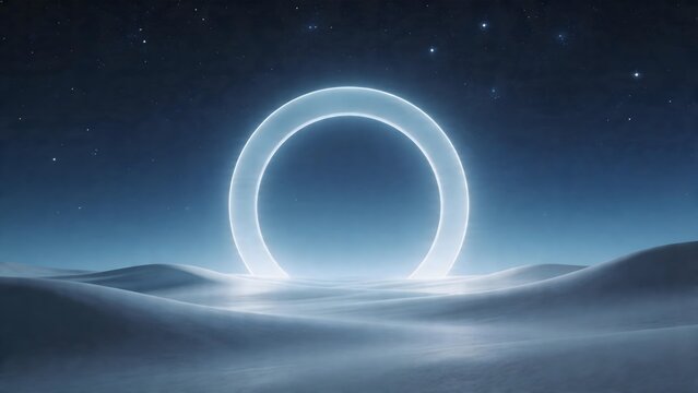 Glowing ring in snowy landscape