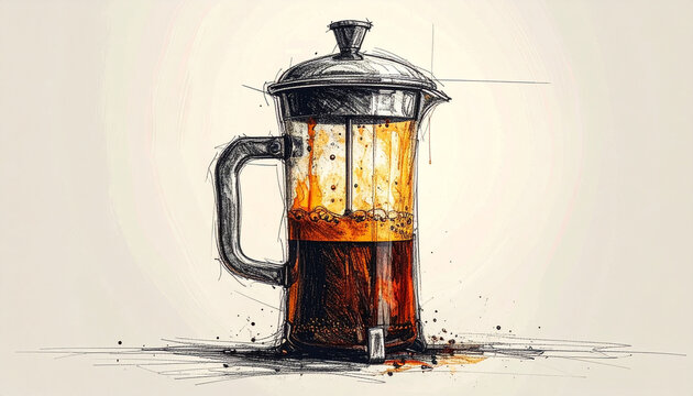 Coffee press illustration