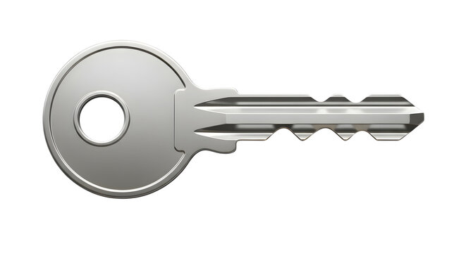Silver key png image isolated on transparent background for graphic design and digital art projects