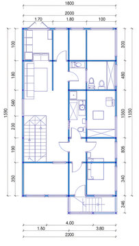 detailed residential floor plan with blue lines layout and room dimensions
