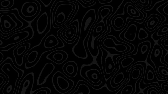 Abstract Dark Topographic Maplike Pattern with Flowing Lines and Organic Shapes Seamless Loop.