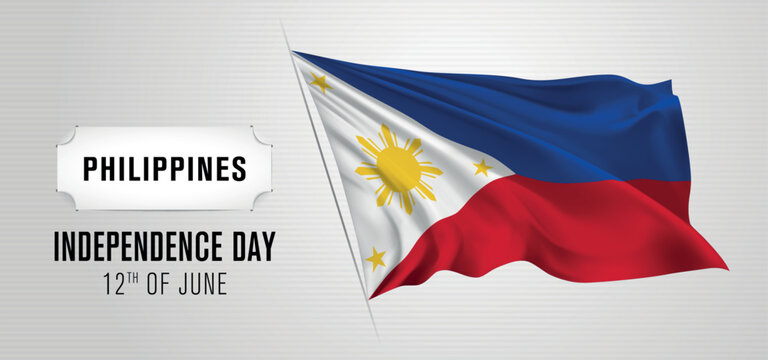 Philippines happy independence day greeting card, banner vector illustration