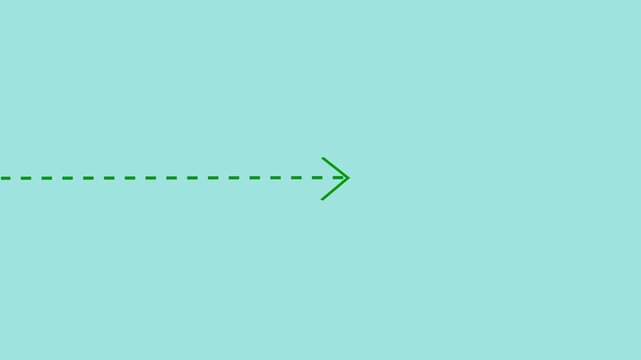 Right arrow direction icon with black dashed arrow motion on white background. Clean corporate direction animation 4k. Dotted line arrows icon black