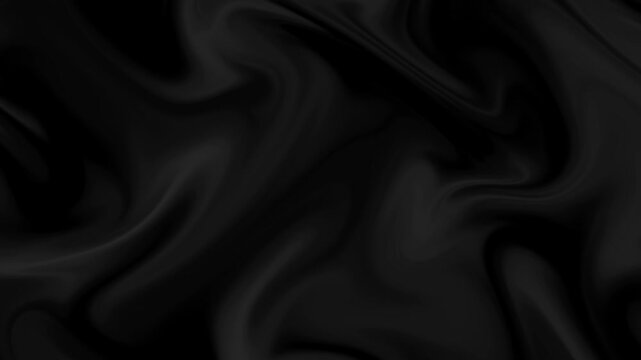 Abstract Black Fabric Texture Background with Smooth Wavy Folds and Flowing Silk Material.